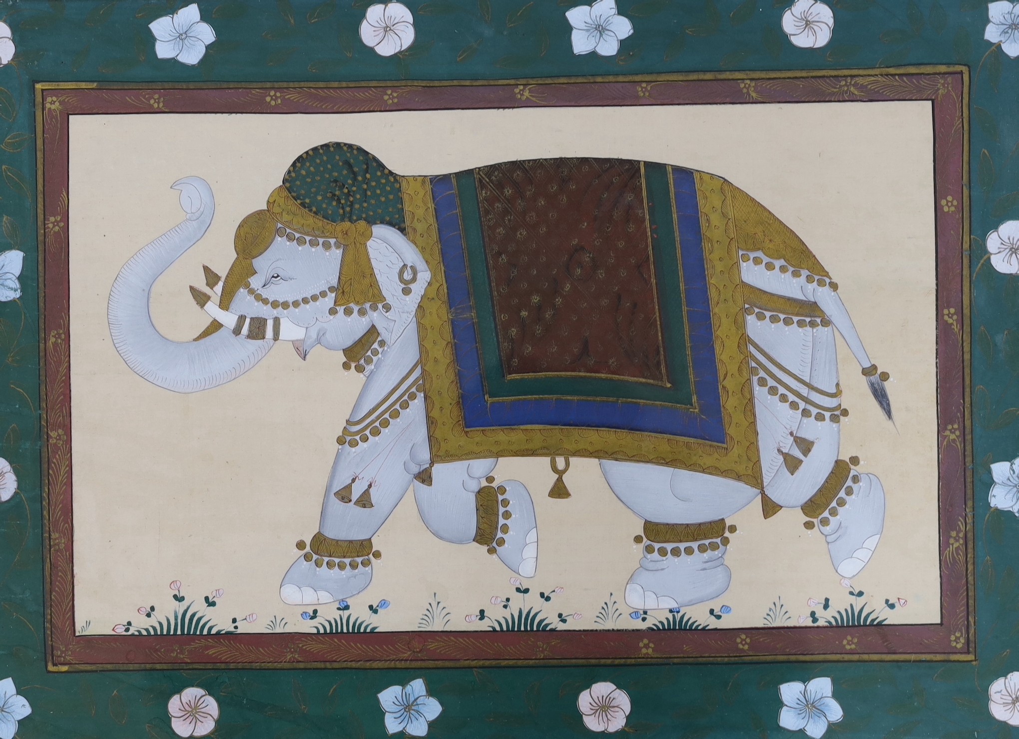 Indian School, two batik paintings, Studies of elephants, largest 35 x 49cm